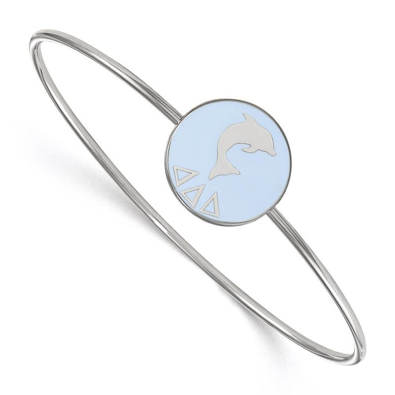 Sterling Silver Delta Delta Delta Enamel Bangle  7 In